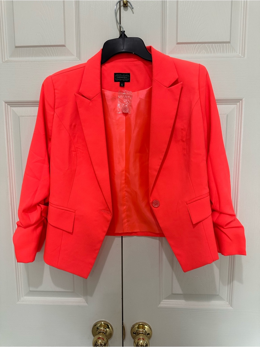 Worthington Women's Coral Single-Button Cropped Blazer